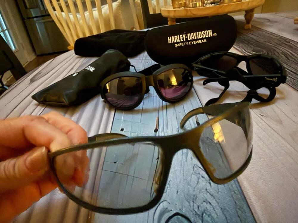 Icicles motorcycle riding Safety Eyewear in Charcoal grey w silver trim